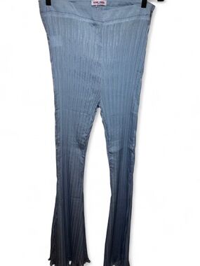 Elsie & Fred Light Blue Plisse Flare Pants Ribbed Bell Bottoms
